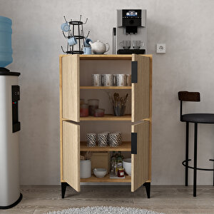 1405 Ada Çok Amaçlı Dolap , Kahve Köşesi , Kiler Dolabı , Mutfak Standı , 4 Kapılı Safir - Yunus