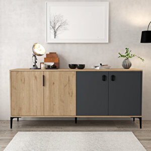 4001 Neva Konsol 180 Cm Sepet - Antrasit Tv Ünitesi - Yemek Odası - Kahve Köşesi Antrasit-Sepet Çok Renkli