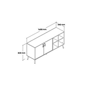 4611 Şile Metal Ayaklı Metal Kulplu 160 Cm Konsol - Yemek Odası Beyaz - Safir