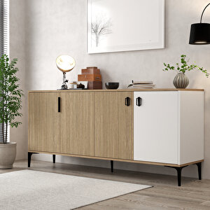 4005 Neva Konsol 180 Cm Yunus - Sepet - Beyaz Konsol - Tv Ünitesi - Yemek Odası Yunus-Beyaz-Sepet