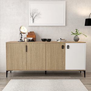 4005 Neva Konsol 180 Cm Yunus - Sepet - Beyaz Konsol - Tv Ünitesi - Yemek Odası Yunus-Beyaz-Sepet