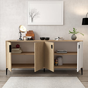 4005 Neva Konsol 180 Cm Yunus - Sepet - Beyaz Konsol - Tv Ünitesi - Yemek Odası Yunus-Beyaz-Sepet