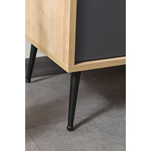 4609 Şile Metal Ayaklı Metal Kulplu 160 Cm Konsol - Yemek Odası Antrasit - Safir