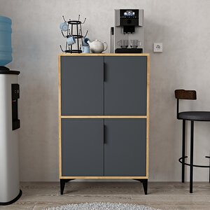 1403 Ada Çok Amaçlı Dolap , Kahve Köşesi , Kiler Dolabı , Mutfak Standı 4 Kapılı , Safir Antrasit Antrasit-Safirmeşe