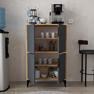 1403 Ada Çok Amaçlı Dolap , Kahve Köşesi , Kiler Dolabı , Mutfak Standı 4 Kapılı , Safir Antrasit