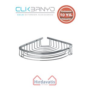 Paslanmaz Pirinç Destina Krom Tekli 19x19cm Sabunluk Şampuanlık Ve Köşe Süngerlik