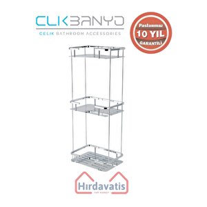 Paslanmaz Pirinç Lidya Üçlü 15x22cm Sabunluk Şampuanlık Ve Köşe Süngerlik