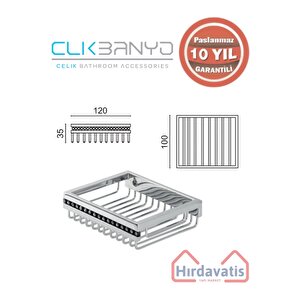 Paslanmaz Pirinç Swwor Lamalı Tel Sabunluk 10x12cm
