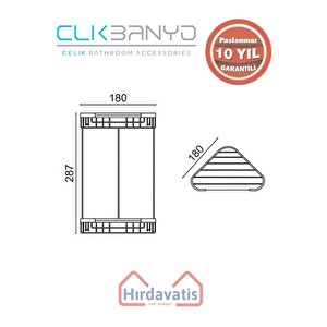 Paslanmaz Pirinç Efe İkili 18x18cm Sabunluk Şampuanlık Ve Köşe Süngerlik