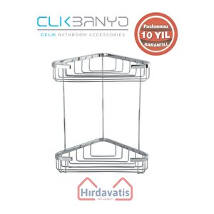 Paslanmaz Pirinç Efe İkili 18x18cm Sabunluk Şampuanlık Ve Köşe Süngerlik