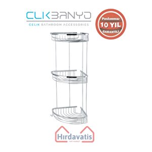 Paslanmaz Pirinç Destina Krom Üçlü 19x19cm Sabunluk Şampuanlık Ve Köşe Süngerlik