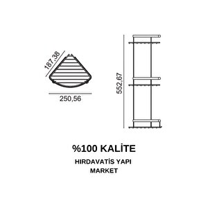 Üçlü Metal Zerrin 19x19 Sabunluk Şampuanlık Ve Köşe Süngerlik