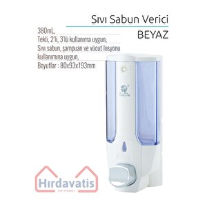 Beyaz 380ml Manuel Sivi Sabun Veri̇ci̇