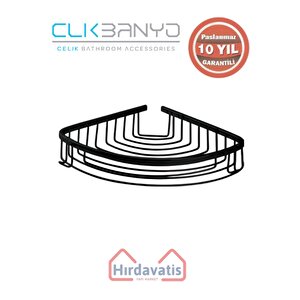 Paslanmaz Pirinç Destina Krom Tekli 22x22cm Sabunluk Şampuanlık Ve Köşe Süngerlik Mat Siyah