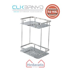 Paslanmaz Pirinç Lidya İkili 15x22cm Sabunluk Şampuanlık Ve Köşe Süngerlik