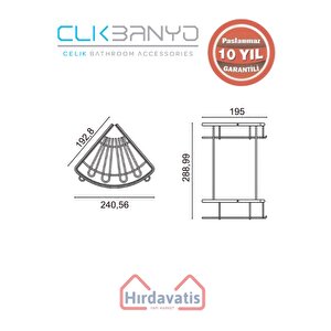 Paslanmaz Pirinç Zirve 304 İkili Lamalı 19x19cm Sabunluk Şampuanlık Ve Köşe Süngerlik Mat Siyah