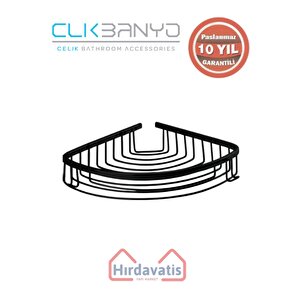 Paslanmaz Pirinç Destina Krom Tekli 19x19cm Sabunluk Şampuanlık Ve Köşe Süngerlik Mat Siyah