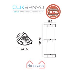 Paslanmaz Pirinç Zirve 304 Üçlü Lamalı 19x19cm Sabunluk Şampuanlık Ve Köşe Süngerlik Mat Siyah