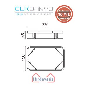 Paslanmaz Pirinç Taci Camlı Tekli 22x15cm Sabunluk Şampuanlık Ve Köşe Süngerlik