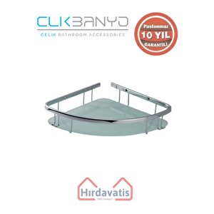 Paslanmaz Pirinç Karmina Camlı Oval Süngerlik Tekli 22x22cm Sabunluk Şampuanlık Ve Köşe Süngerlik