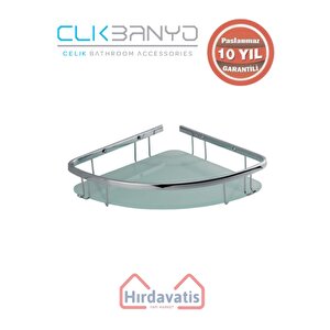 Paslanmaz Pirinç Karmina Camlı Oval Süngerlik Tekli 22x22cm Sabunluk Şampuanlık Ve Köşe Süngerlik