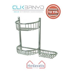 Paslanmaz Pirinç Yuvarlak Set Șampuanlık 30x11 Sabunluk Ve Köşe Süngerlik