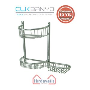 Paslanmaz Pirinç Yuvarlak Set Șampuanlık 30x11 Sabunluk Ve Köşe Süngerlik