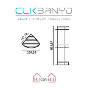 Üçlü Metal Zerrin 19x19 Sabunluk Şampuanlık Ve Köşe Süngerlik