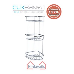 Paslanmaz Pirinç Zirve 304 Üçlü Lamalı 19x19cm Sabunluk Şampuanlık Ve Köşe Süngerlik