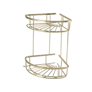 Paslanmaz Pirinç Zirve 304 İkili Lamalı 19x19cm Sabunluk Şampuanlık Köşe Süngerlik Altın Sarı Gold