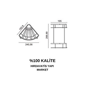 Paslanmaz Pirinç Zirve 304 İkili Lamalı 19x19cm Sabunluk Şampuanlık Köşe Süngerlik Altın Sarı Gold