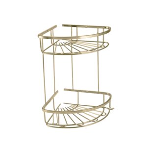 Paslanmaz Pirinç Zirve 304 İkili Lamalı 19x19cm Sabunluk Şampuanlık Köşe Süngerlik Altın Sarı Gold