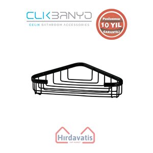 Paslanmaz Pirinç Efe Tekli 18x18cm Sabunluk Şampuanlık Ve Köşe Süngerlik Mat Siyah