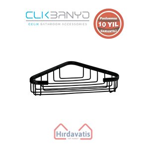 Paslanmaz Pirinç Efe Tekli 18x18cm Sabunluk Şampuanlık Ve Köşe Süngerlik Mat Siyah
