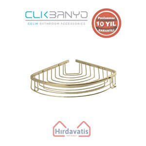 Paslanmaz Pirinç Destina Krom Tekli 19x19cm Sabunluk Şampuanlık Ve Köşe Süngerlik Altın Sarı Gold
