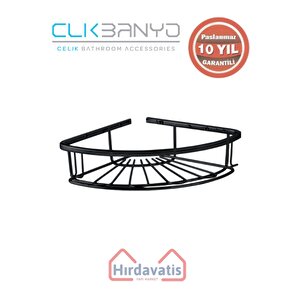 Paslanmaz Pirinç Zirve 304 Tekli Lamalı 19x19cm Sabunluk Şampuanlık Ve Köşe Süngerlik Mat Siyah