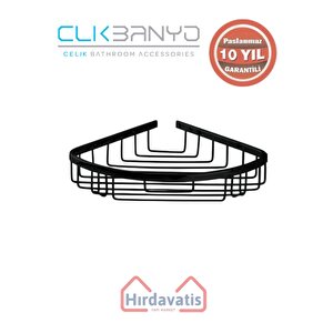 Paslanmaz Pirinç Zerrin Tekli 18x18cm Sabunluk Şampuanlık Ve Köşe Süngerlik Mat Siyah