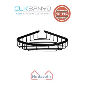 Paslanmaz Pirinç Zerrin Tekli 18x18cm Sabunluk Şampuanlık Ve Köşe Süngerlik Mat Siyah