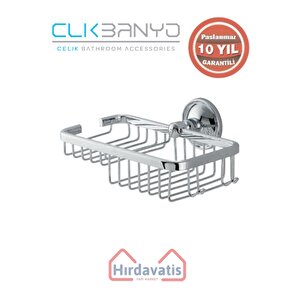 Paslanmaz Pirinç Mercan Lifli Rozetli 10x19cm Sabunluk Şampuanlık Ve Köşe Süngerlik