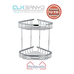 Paslanmaz Pirinç Zerrin İkili 18x18cm Sabunluk Şampuanlık Ve Köşe Süngerlik