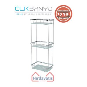 Paslanmaz Pirinç Taci Camlı Üçlü 22x15cm Sabunluk Şampuanlık Ve Köşe Süngerlik