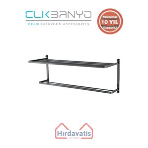 Paslanmaz Pirinç Mercan 2’li Havluluk 60cm Mat Siyah
