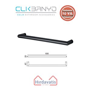 Paslanmaz Pirinç Flora Küvet Kolu Rozetsiz 60cm Mat Siyah