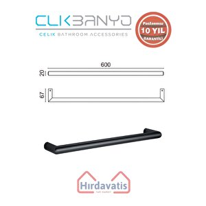 Paslanmaz Pirinç Flora Küvet Kolu Rozetsiz 60cm Mat Siyah