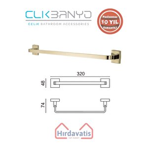 Paslanmaz Pirinç Tamay Havluluk 30cm Altın Sarı Gold