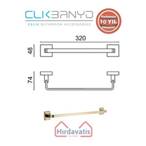 Paslanmaz Pirinç Tamay Havluluk 30cm Altın Sarı Gold