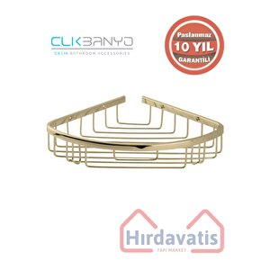 Paslanmaz Pirinç Zerrin Tekli Oval 18x18 Cm Şampuanlık Köşe Süngerlik Altın Gold