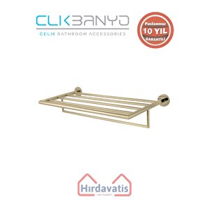Paslanmaz Pirinç Flora Raf Havluluk 60cm Altın Sarı Gold