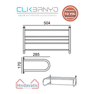 Paslanmaz Pirinç Mercan Lamalı Raf Havluluk 50cm