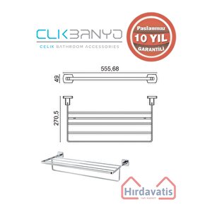 Paslanmaz Pirinç Milano Raf Havluluk 50cm